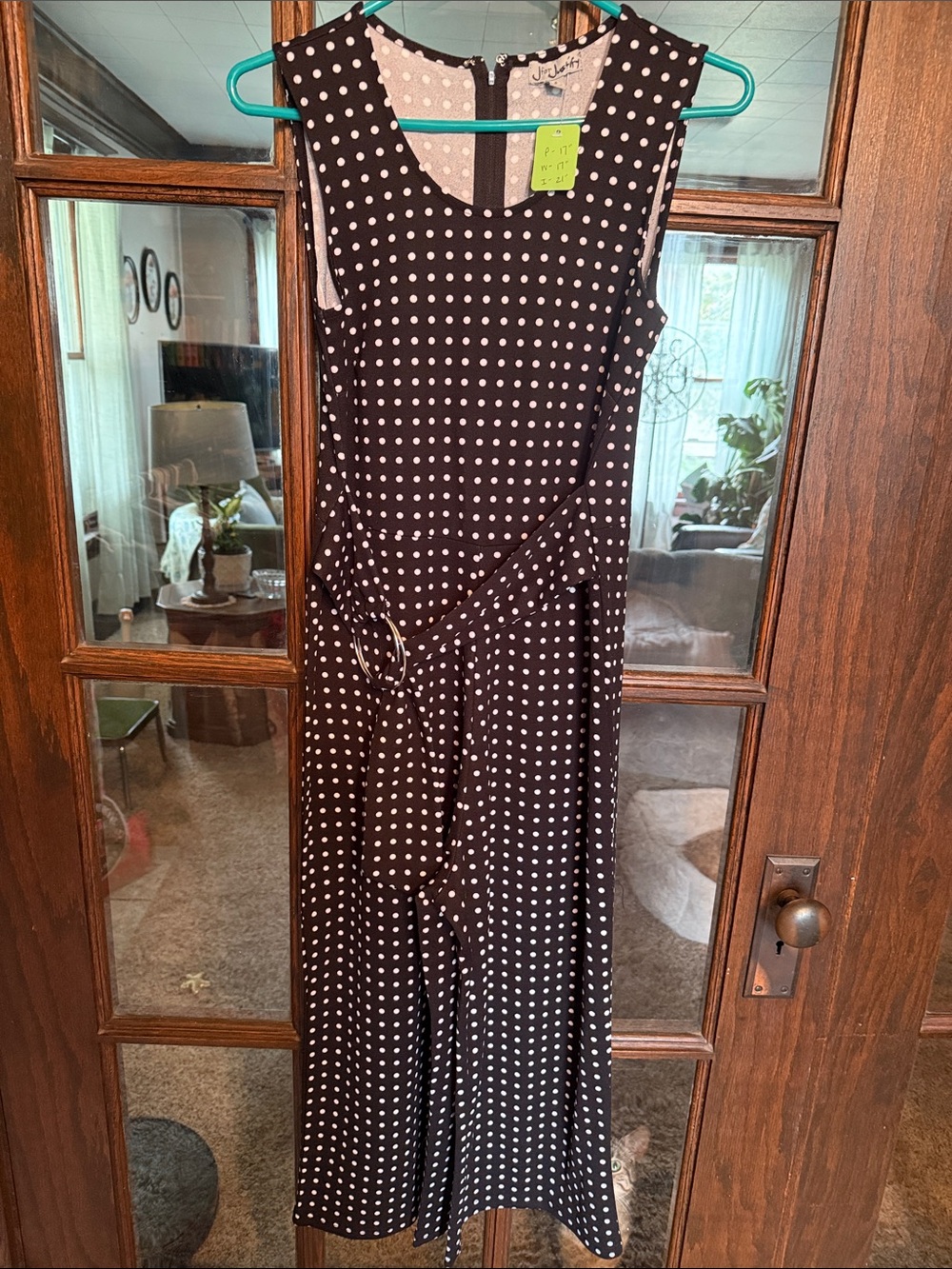 J for Justify Black Polka Dot Sleeveless Jumpsuit with Belt